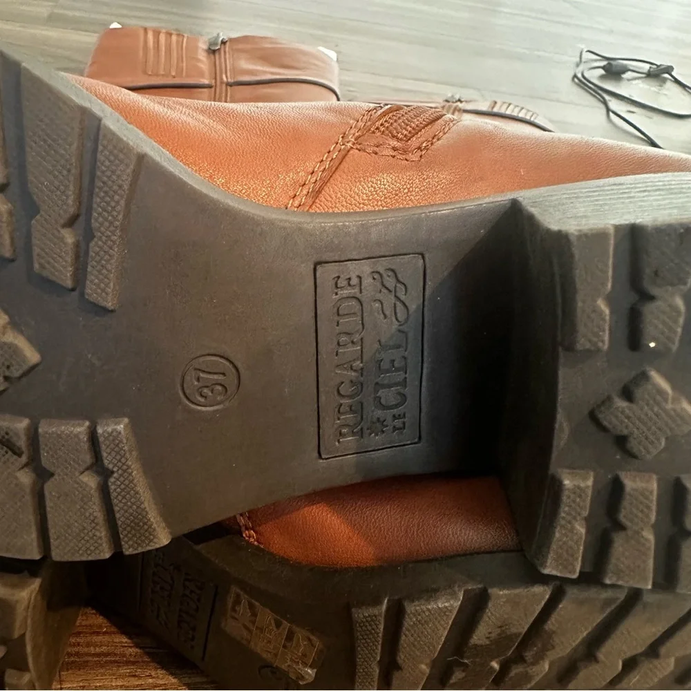 Regarde Le Ciel Brown Leather Tall Riding Boots Women’s EU 37 US 6.5 - Picture 9 of 15